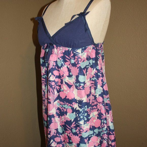 ANTHROPOLOGIE LILKA BLUE FLORAL BEACH DRESS EMPIRE WAIST - MEDIUM 4 - Picture 4 of 5